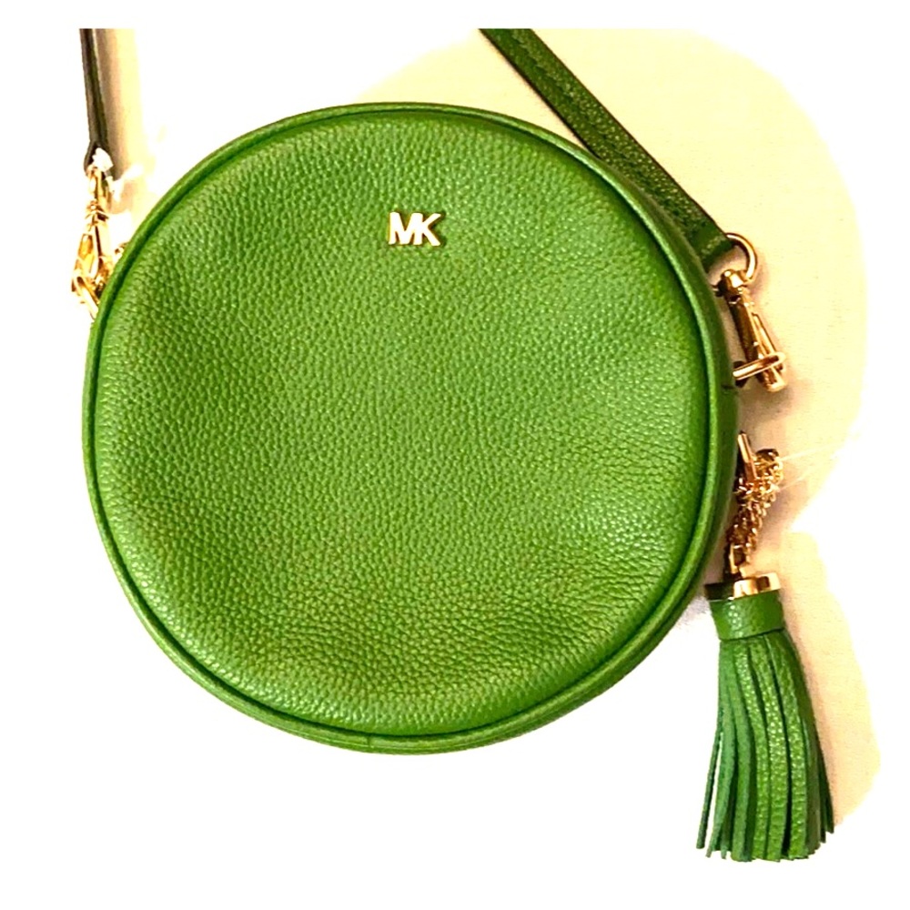 NEW MICHAEL KORS CANTIN STYLE GREEN PEBBLED LEATHER CROSSBODY BAG CLUTCH BAG GHW - Picture 3 of 10